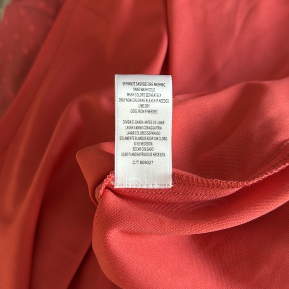 Danny & Nicole Coral Swiss Dot Chiffon Surplice Ruffle Midi Dress SKU0498 - Picture 10 of 10